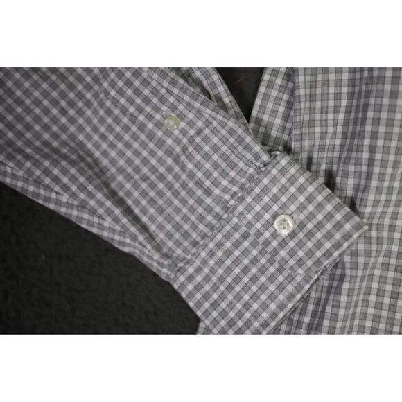 Vineyard Vines Button-Up Shirt Men L Gray/White Gingham Slim Fit Logo Embroidery - Picture 3 of 10